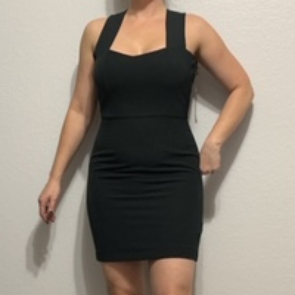 Zara Basic Black Zipper Back Mini Dress - M - Picture 1 of 6